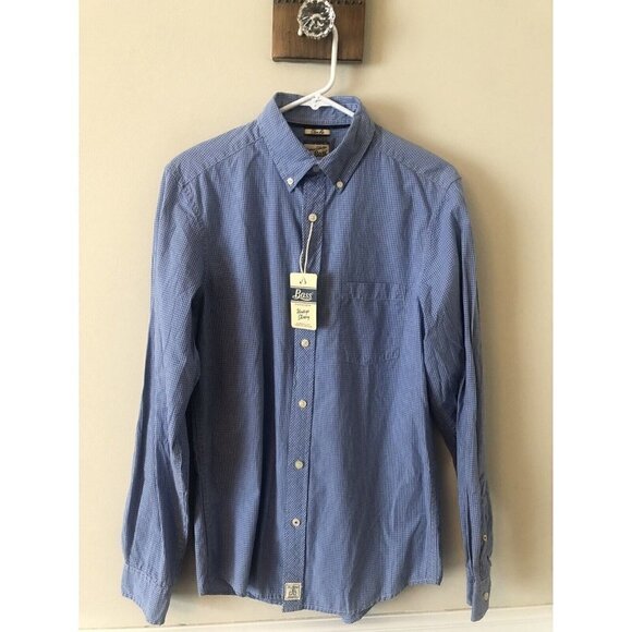 NWT Bass Heritage Collection Mens Size S Blue Plaid Shirt Button Front Slim Fit - Picture 1 of 4